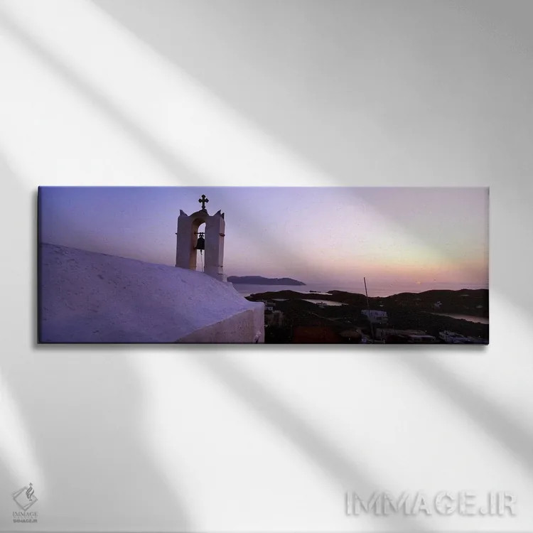 تابلو دکوراتیو Ios, Cyclades Islands, Greece,برج ناقوس روی یک ساختمان… اثر پانورامیک ایمجز - نمای روبهرو روی دیوار