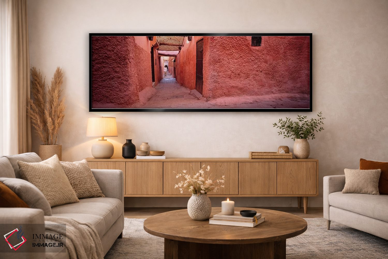 تابلو دکوراتیو Medina Of Marrakech, Marrakech-Safi, Morocco,دیوارهای گ… اثر پانورامیک ایمجز - D6B