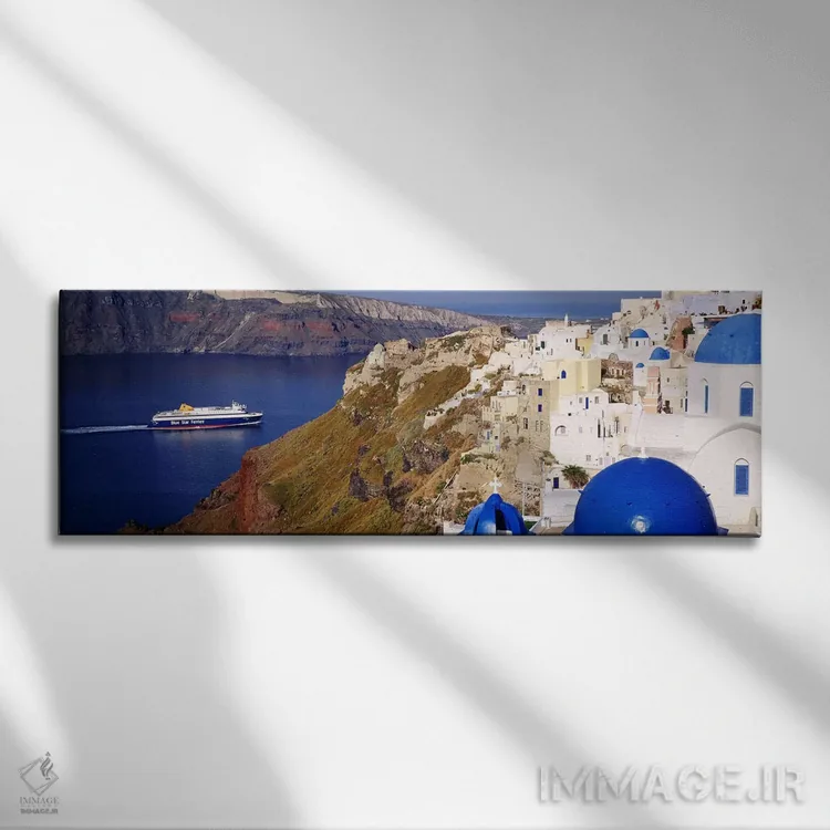تابلو دکوراتیو Santorini, Cyclades Islands, Greece,ساختمان ها در دره… اثر پانورامیک ایمجز - نمای روبهرو روی دیوار