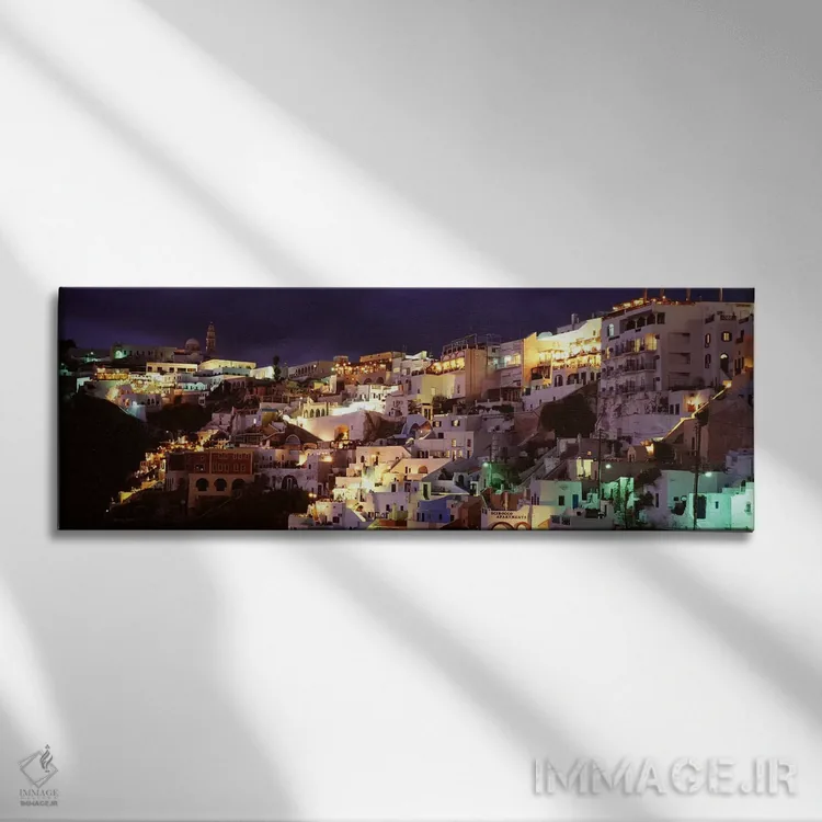 تابلو دکوراتیو Fira, Santorini, Cyclades, Greece,معماری ساحلی کنار صخر… اثر پانورامیک ایمجز - نمای روبهرو روی دیوار