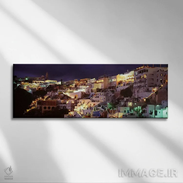تابلو دکوراتیو Fira, Santorini, Cyclades, Greece,معماری ساحلی کنار صخر… اثر پانورامیک ایمجز - نمای روبهرو روی دیوار