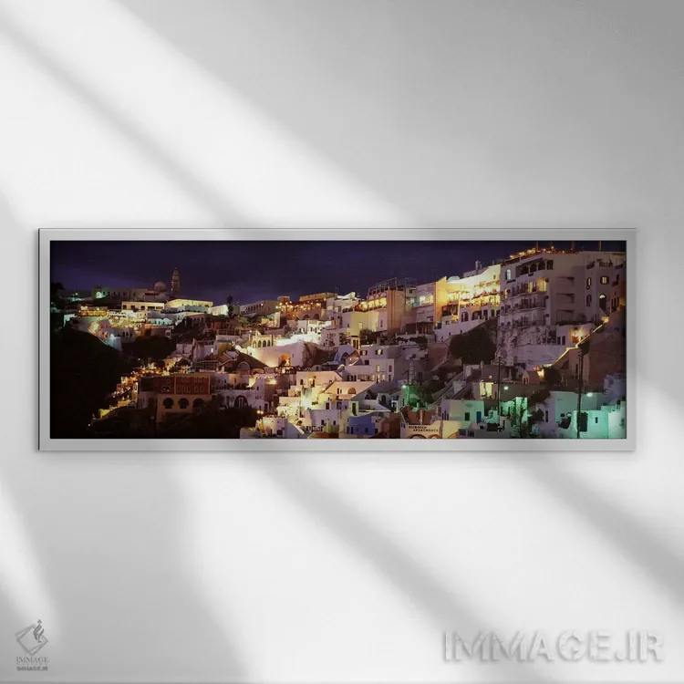 تابلو دکوراتیو Fira, Santorini, Cyclades, Greece,معماری ساحلی کنار صخر… اثر پانورامیک ایمجز - نمای قابدار سفید