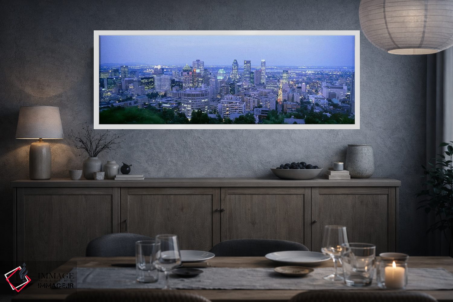 تابلو دکوراتیو Montreal, Quebec, Canada,خط افق مرکز شهر در شامگاه، مون… اثر پانورامیک ایمجز - D3W