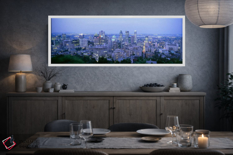 تابلو دکوراتیو Montreal, Quebec, Canada,خط افق مرکز شهر در شامگاه، مون… اثر پانورامیک ایمجز - D3W