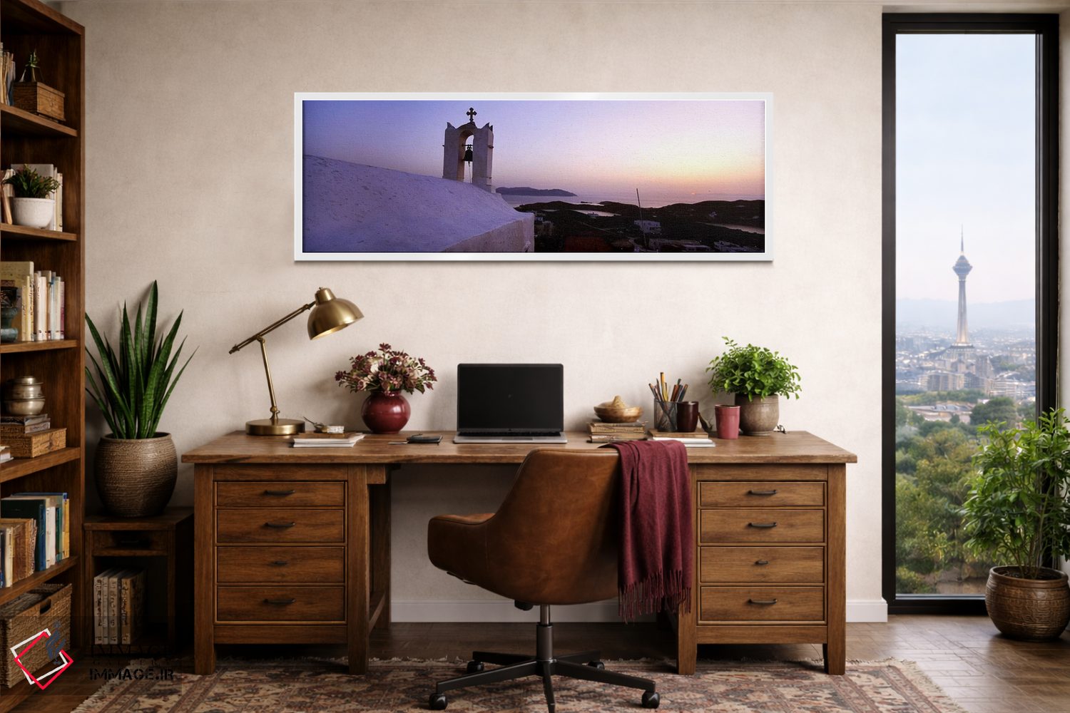 تابلو دکوراتیو Ios, Cyclades Islands, Greece,برج ناقوس روی یک ساختمان… اثر پانورامیک ایمجز - D1W