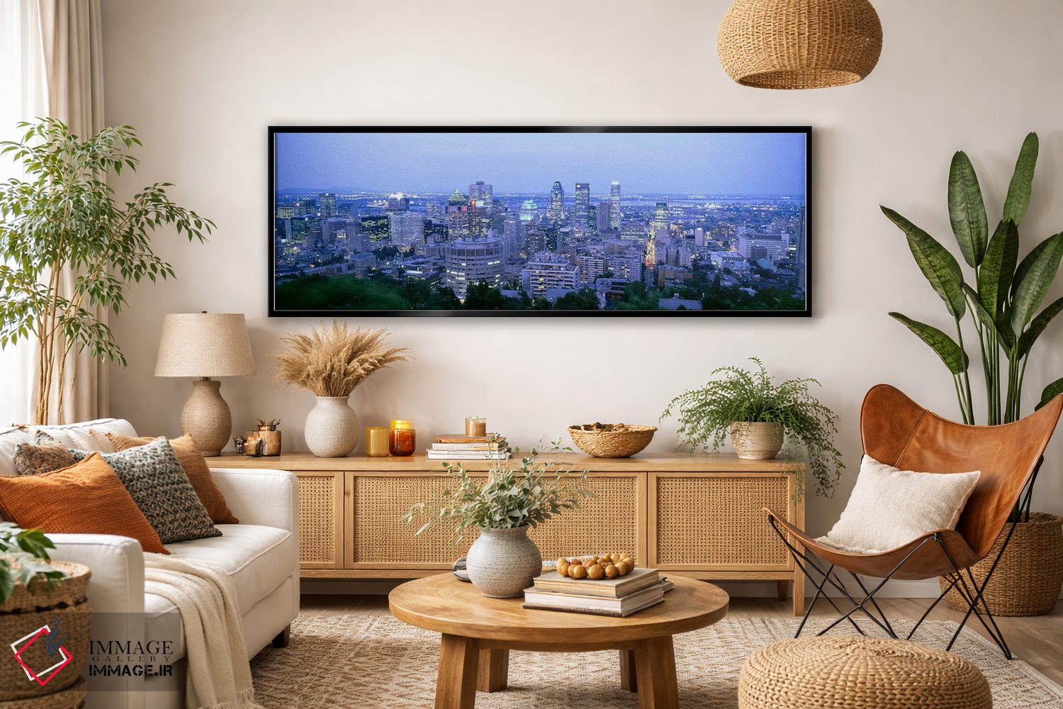 تابلو دکوراتیو Montreal, Quebec, Canada,خط افق مرکز شهر در شامگاه، مون… اثر پانورامیک ایمجز - D4B