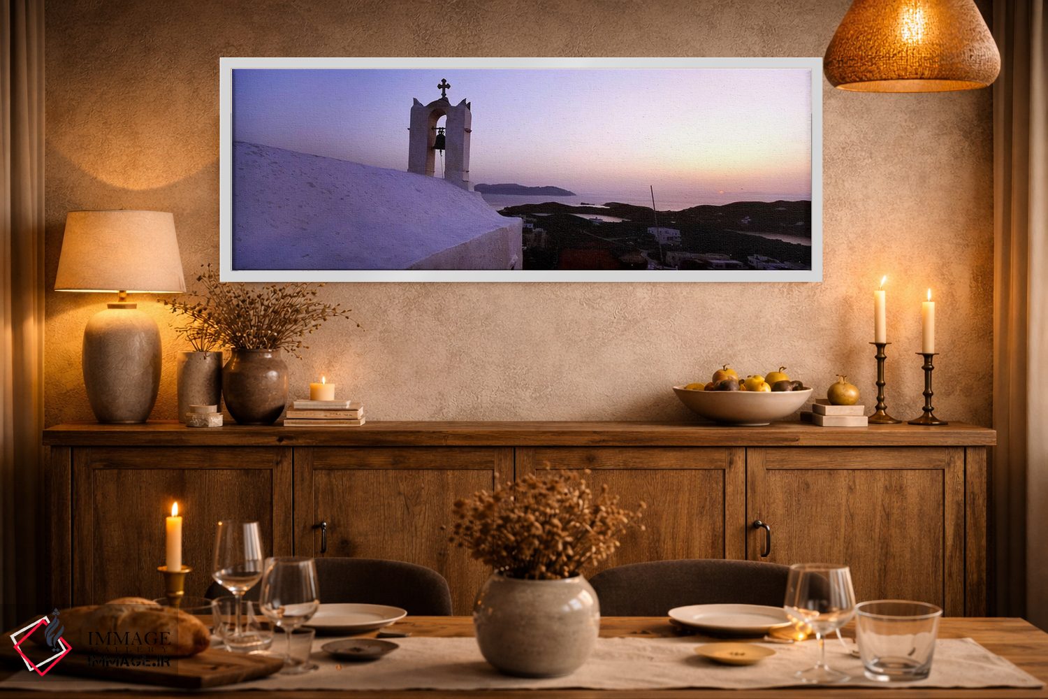 تابلو دکوراتیو Ios, Cyclades Islands, Greece,برج ناقوس روی یک ساختمان… اثر پانورامیک ایمجز - D2W