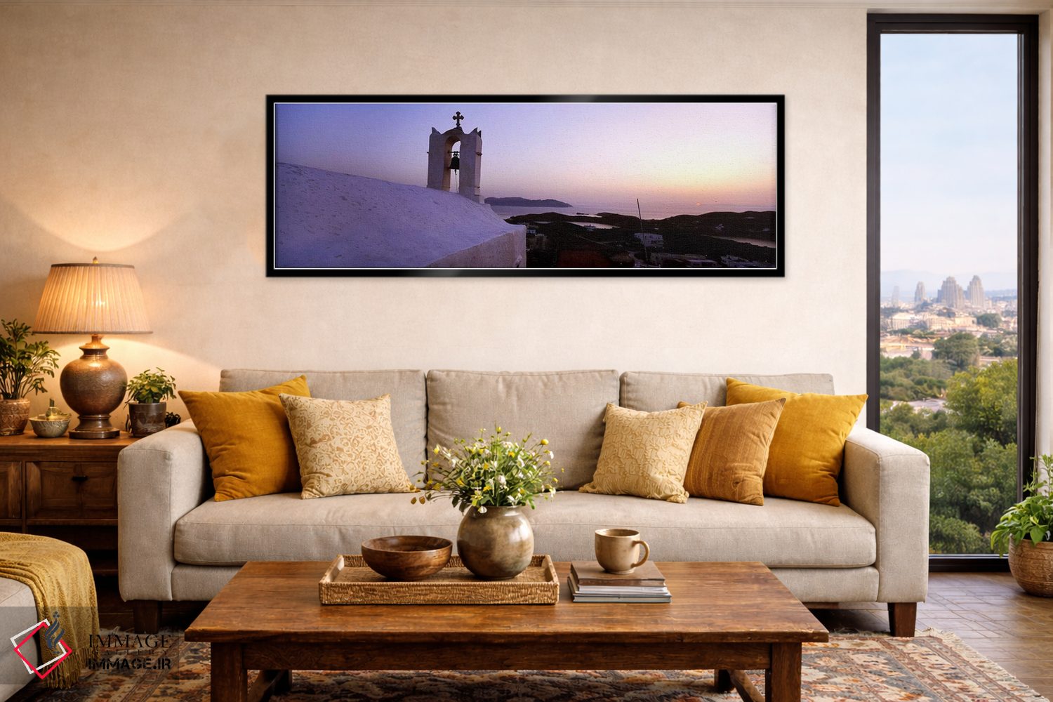 تابلو دکوراتیو Ios, Cyclades Islands, Greece,برج ناقوس روی یک ساختمان… اثر پانورامیک ایمجز - D6B