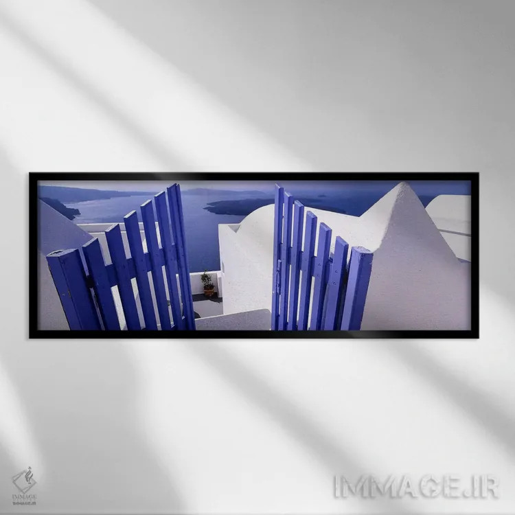 تابلو دکوراتیو Santorini, Cyclades, Greece,نمای تراس محصور، سانتورینی… اثر پانورامیک ایمجز - نمای قابدار مشکی