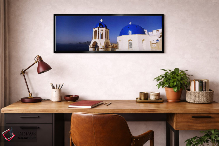 تابلو دکوراتیو Santorini, Cyclades Islands, Greece,کلیسایی با دریا در… اثر پانورامیک ایمجز - D3B