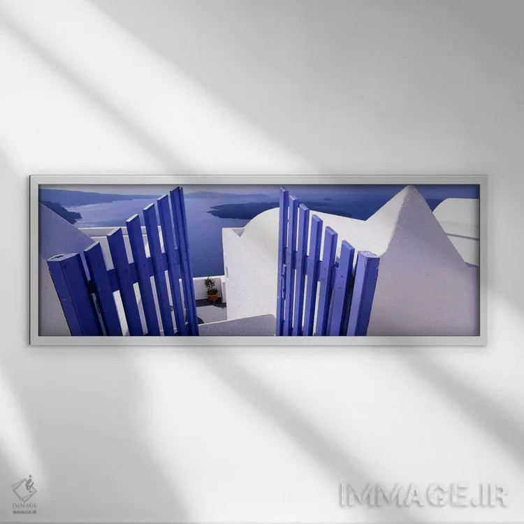 تابلو دکوراتیو Santorini, Cyclades, Greece,نمای تراس محصور، سانتورینی… اثر پانورامیک ایمجز - نمای قابدار سفید