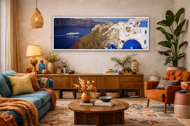 تابلو دکوراتیو Santorini, Cyclades Islands, Greece,ساختمان ها در دره… اثر پانورامیک ایمجز - D1W