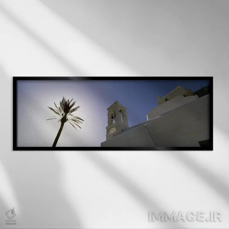 تابلو دکوراتیو Ios, Cyclades Islands, Greece,نمای زاویه پایین از یک نخ… اثر پانورامیک ایمجز - نمای قابدار مشکی