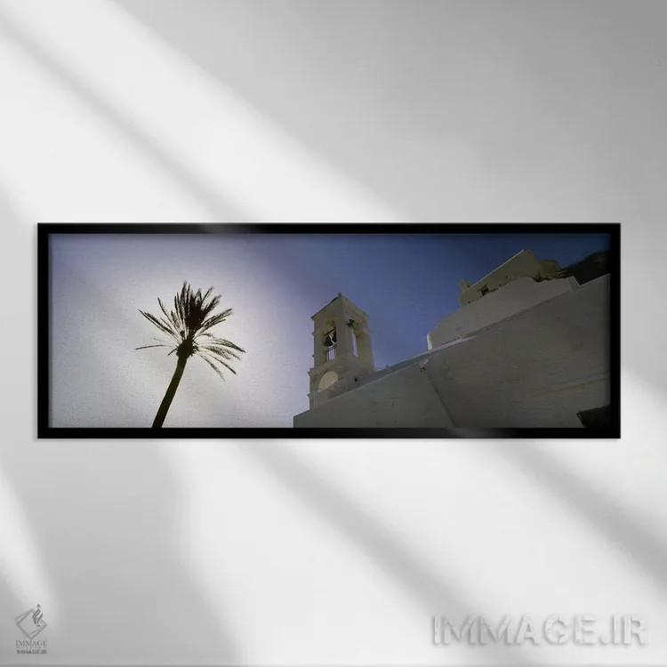 تابلو دکوراتیو Ios, Cyclades Islands, Greece,نمای زاویه پایین از یک نخ… اثر پانورامیک ایمجز - نمای قابدار مشکی