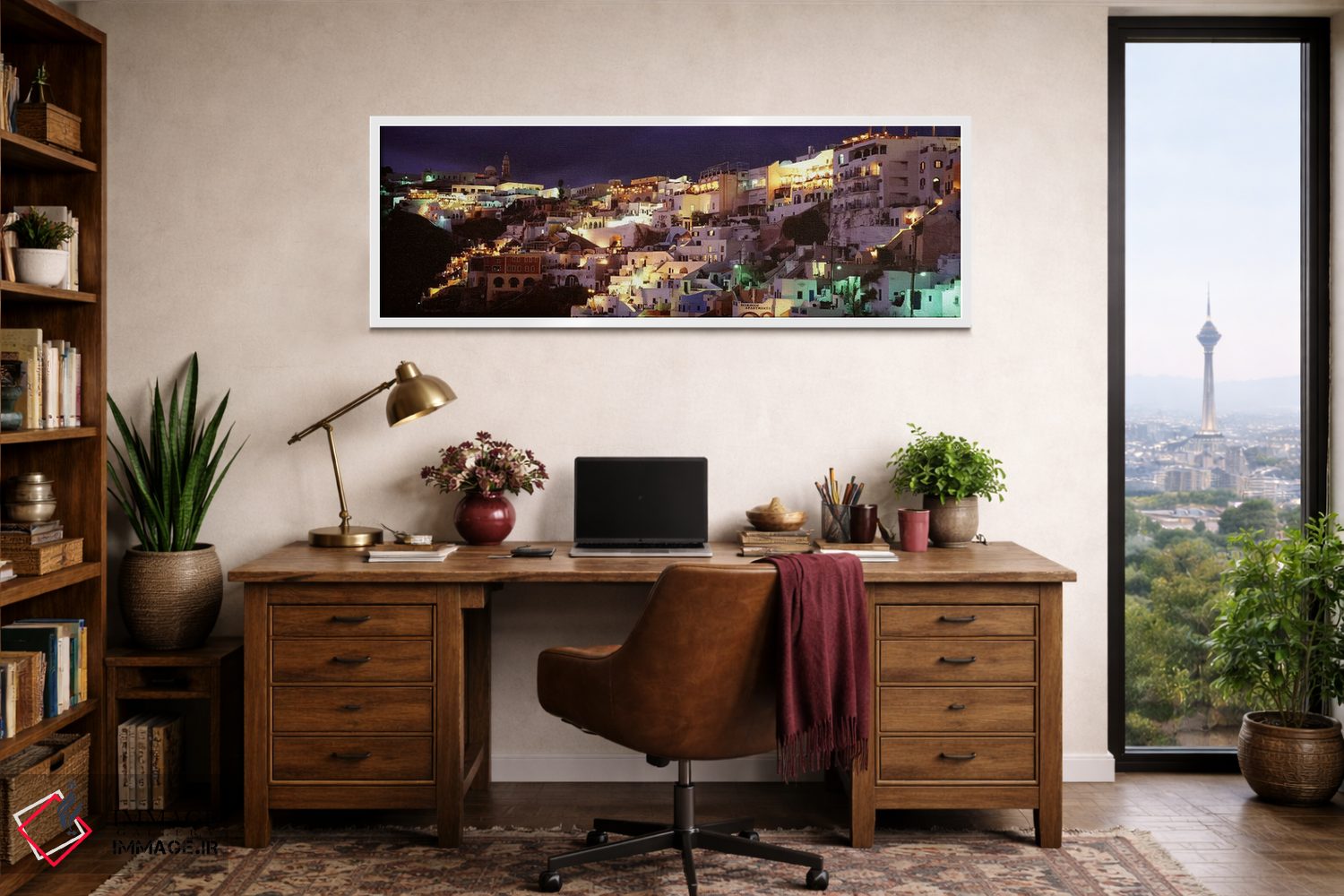 تابلو دکوراتیو Fira, Santorini, Cyclades, Greece,معماری ساحلی کنار صخر… اثر پانورامیک ایمجز - D1W