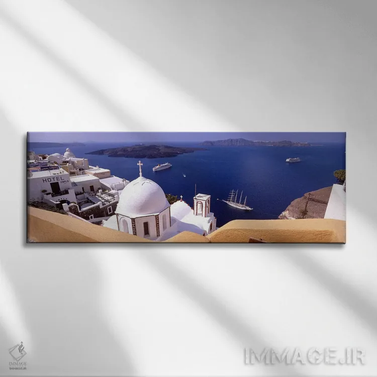 تابلو دکوراتیو Santorini, Cyclades Islands, Greece #2,نمای زاویه بالا… اثر پانورامیک ایمجز - نمای روبهرو روی دیوار