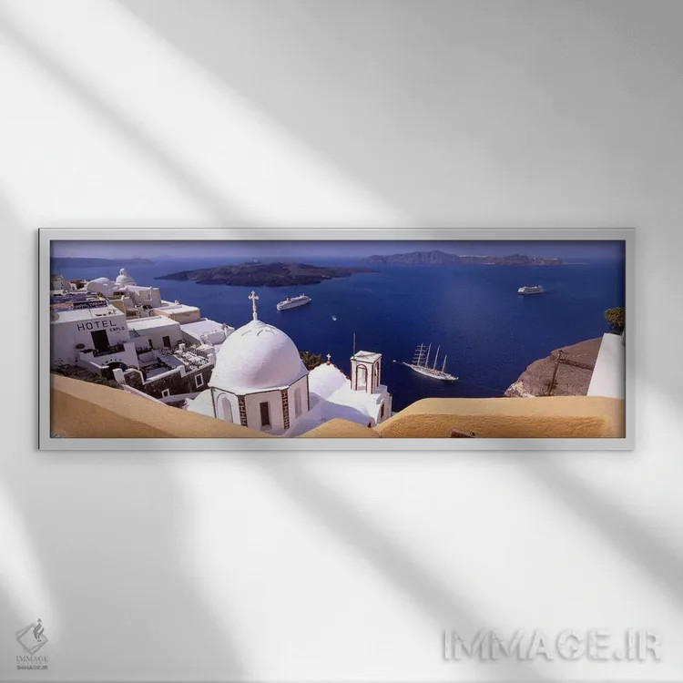 تابلو دکوراتیو Santorini, Cyclades Islands, Greece #2,نمای زاویه بالا… اثر پانورامیک ایمجز - نمای قابدار سفید