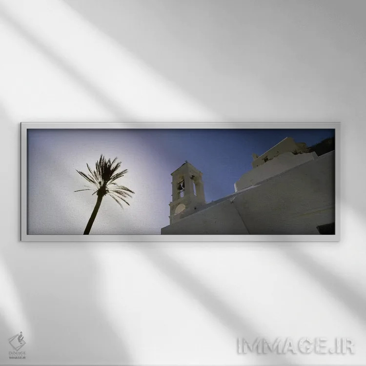 تابلو دکوراتیو Ios, Cyclades Islands, Greece,نمای زاویه پایین از یک نخ… اثر پانورامیک ایمجز - نمای قابدار سفید
