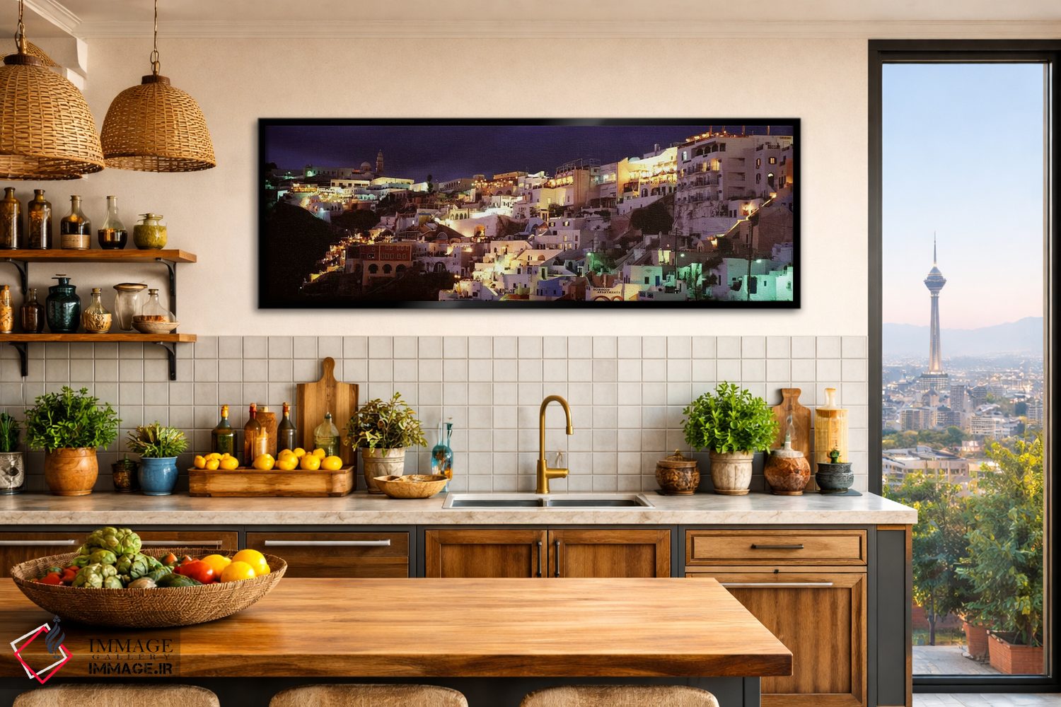 تابلو دکوراتیو Fira, Santorini, Cyclades, Greece,معماری ساحلی کنار صخر… اثر پانورامیک ایمجز - D2B