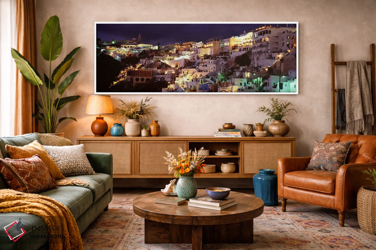 تابلو دکوراتیو Fira, Santorini, Cyclades, Greece,معماری ساحلی کنار صخر… اثر پانورامیک ایمجز - D3W