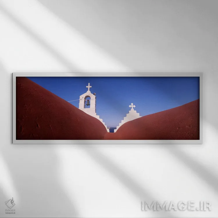 تابلو دکوراتیو Mykonos, Cyclades Islands, Greece,نمای زاویه پایین از ب… اثر پانورامیک ایمجز - نمای قابدار سفید