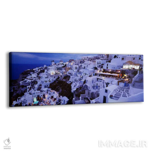 تابلو دکوراتیو Santorini, Cyclades, Greece,منظره روستایی ساحلی در شامگ… اثر پانورامیک ایمجز - نمای پرسپکتیو محصول