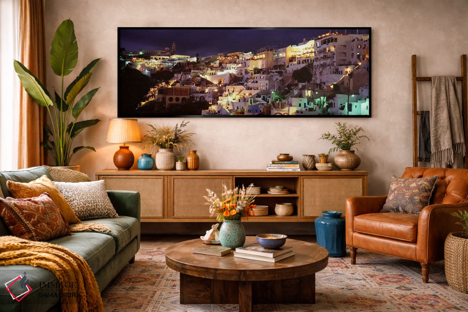 تابلو دکوراتیو Fira, Santorini, Cyclades, Greece,معماری ساحلی کنار صخر… اثر پانورامیک ایمجز - D4B