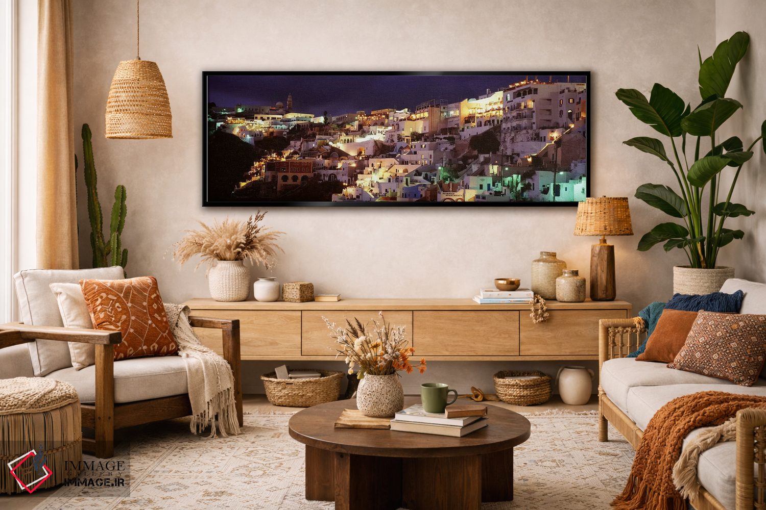 تابلو دکوراتیو Fira, Santorini, Cyclades, Greece,معماری ساحلی کنار صخر… اثر پانورامیک ایمجز - D5B