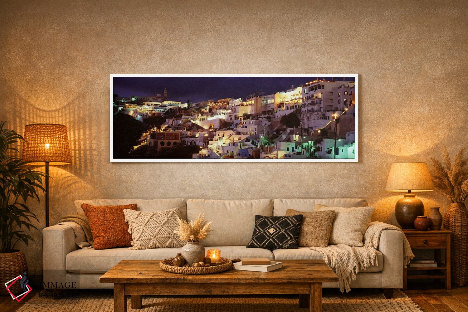 تابلو دکوراتیو Fira, Santorini, Cyclades, Greece,معماری ساحلی کنار صخر… اثر پانورامیک ایمجز - D6W