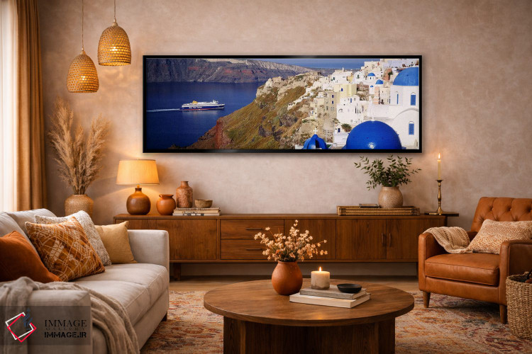 تابلو دکوراتیو Santorini, Cyclades Islands, Greece,ساختمان ها در دره… اثر پانورامیک ایمجز - D6B