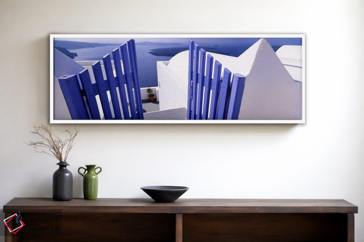 تابلو دکوراتیو Santorini, Cyclades, Greece,نمای تراس محصور، سانتورینی… اثر پانورامیک ایمجز - D1W