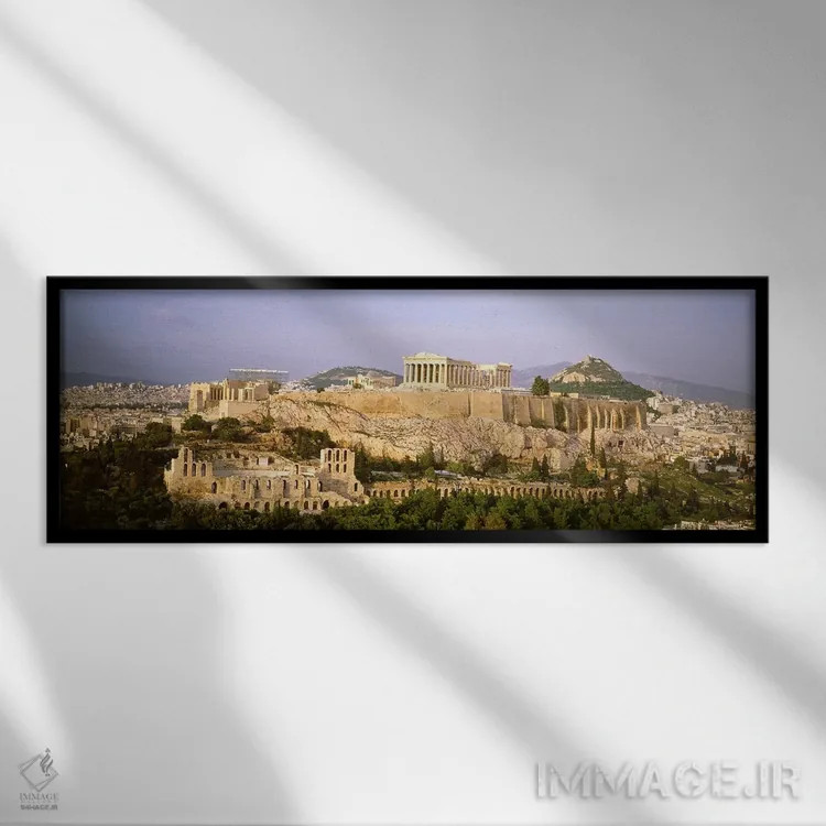 تابلو دکوراتیو Acropolis, Athens, Greece,نمای زاویه بالا، آکروپولیس، آ… اثر پانورامیک ایمجز - نمای قابدار مشکی