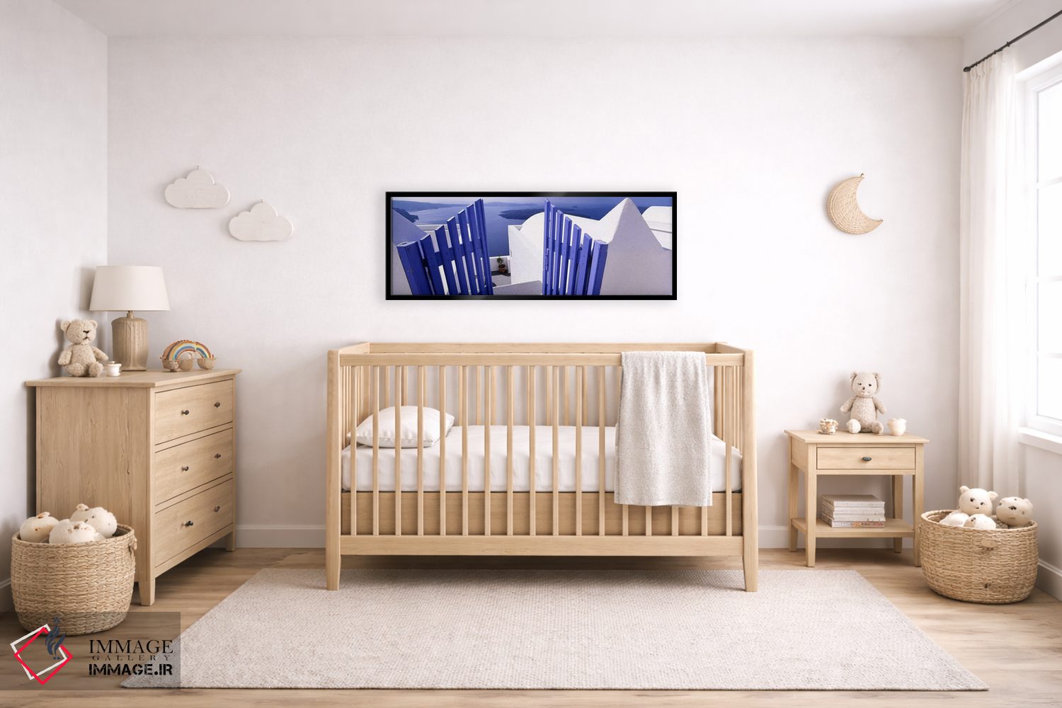 تابلو دکوراتیو Santorini, Cyclades, Greece,نمای تراس محصور، سانتورینی… اثر پانورامیک ایمجز - D5B