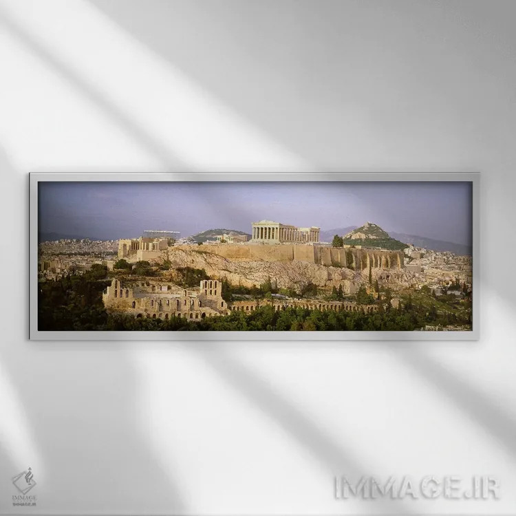 تابلو دکوراتیو Acropolis, Athens, Greece,نمای زاویه بالا، آکروپولیس، آ… اثر پانورامیک ایمجز - نمای قابدار سفید