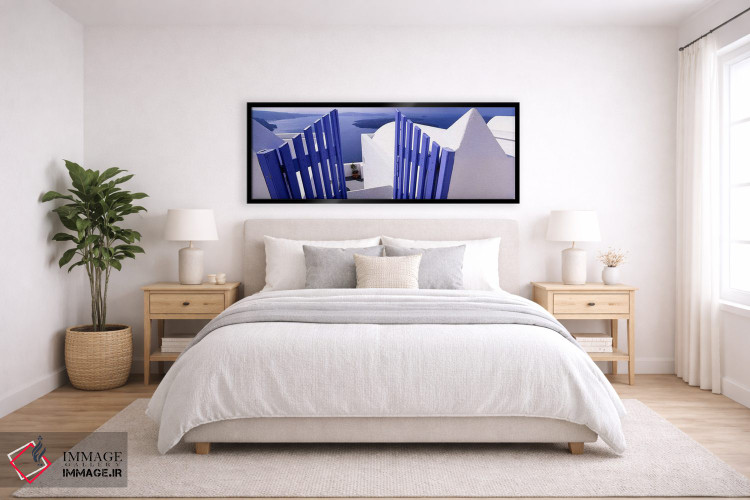 تابلو دکوراتیو Santorini, Cyclades, Greece,نمای تراس محصور، سانتورینی… اثر پانورامیک ایمجز - D6B