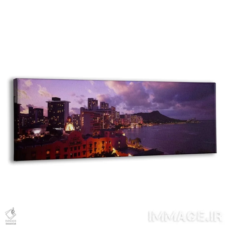 تابلو دکوراتیو Waikiki, Oahu, Hawaii, USA,ساختمان های روشن شده در شامگ… اثر پانورامیک ایمجز - نمای پرسپکتیو محصول