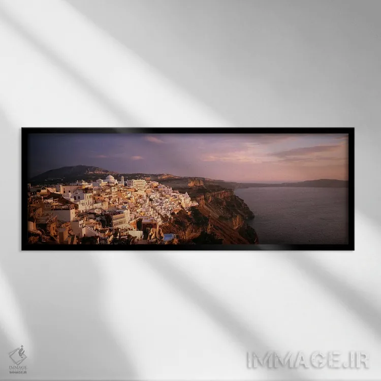 تابلو دکوراتیو Santorini, Cyclades, Greece,نمای زاویه بالا از فیرا، سا… اثر پانورامیک ایمجز - نمای قابدار مشکی
