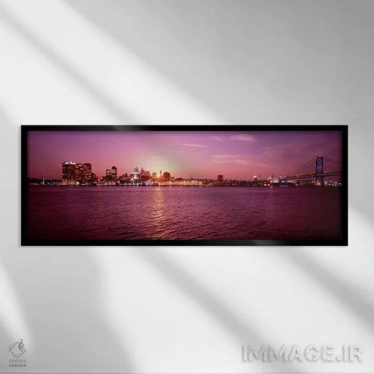 تابلو دکوراتیو Pennsylvania, Philadelphia at Dusk,ایالات متحده، پنسیلو… اثر پانورامیک ایمجز - نمای قابدار مشکی