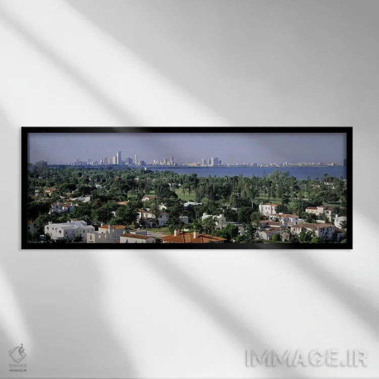 تابلو دکوراتیو Miami, Florida, USA,نمای زاویه بالا از شهر، میامی، فلور… اثر پانورامیک ایمجز - نمای قابدار مشکی