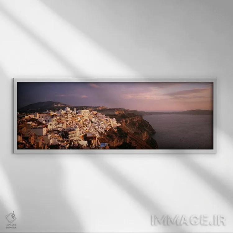 تابلو دکوراتیو Santorini, Cyclades, Greece,نمای زاویه بالا از فیرا، سا… اثر پانورامیک ایمجز - نمای قابدار سفید