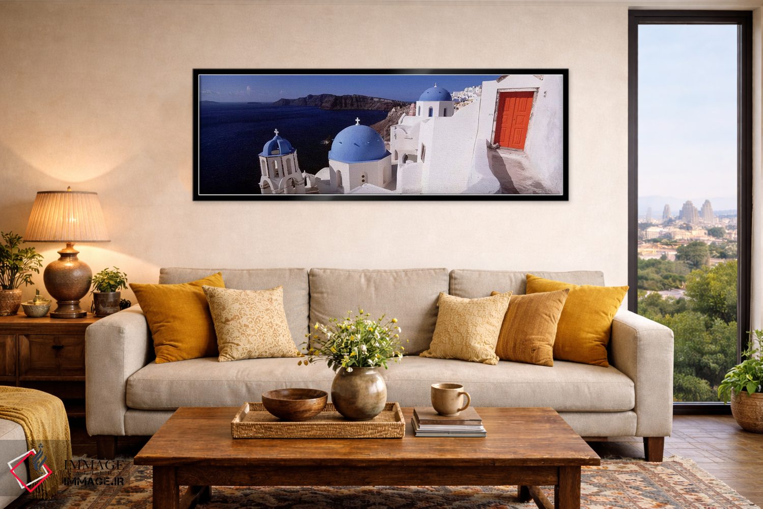 تابلو دکوراتیو Santorini, Cyclades Islands, Greece,کلیسا در شهر، سانتو… اثر پانورامیک ایمجز - D6B