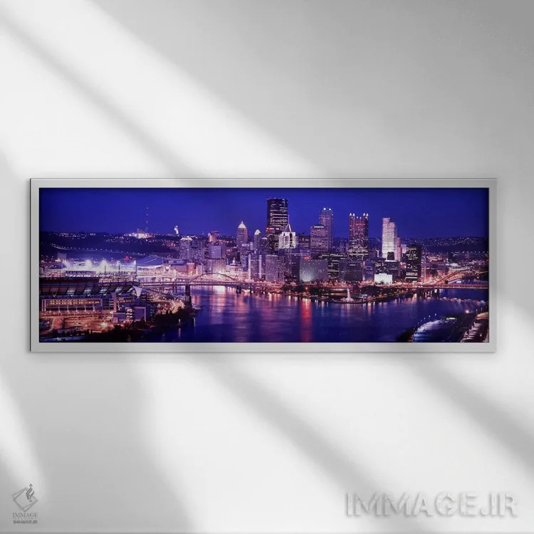 تابلو دکوراتیو Pennsylvania, Pittsburgh at Dusk,ایالات متحده، پنسیلوان… اثر پانورامیک ایمجز - نمای قابدار سفید
