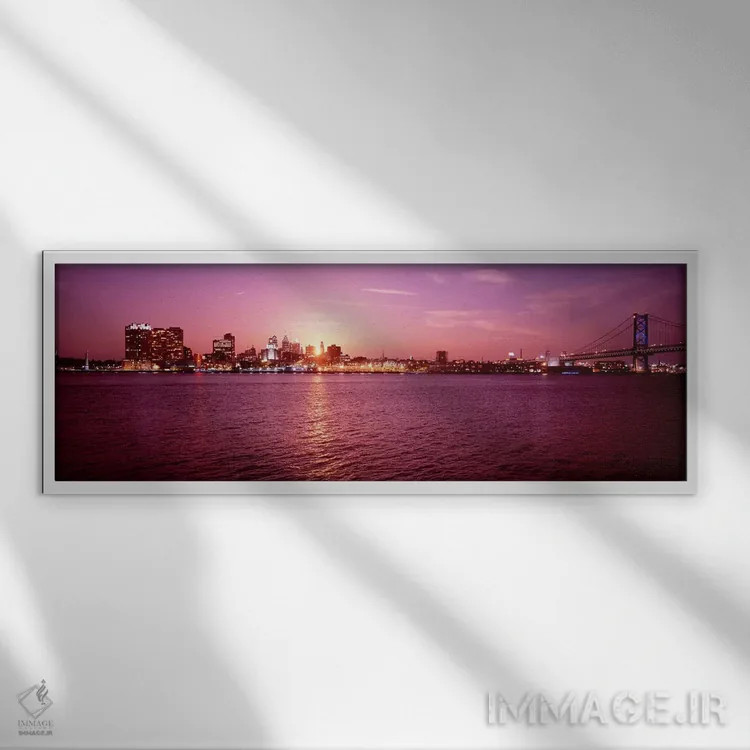 تابلو دکوراتیو Pennsylvania, Philadelphia at Dusk,ایالات متحده، پنسیلو… اثر پانورامیک ایمجز - نمای قابدار سفید