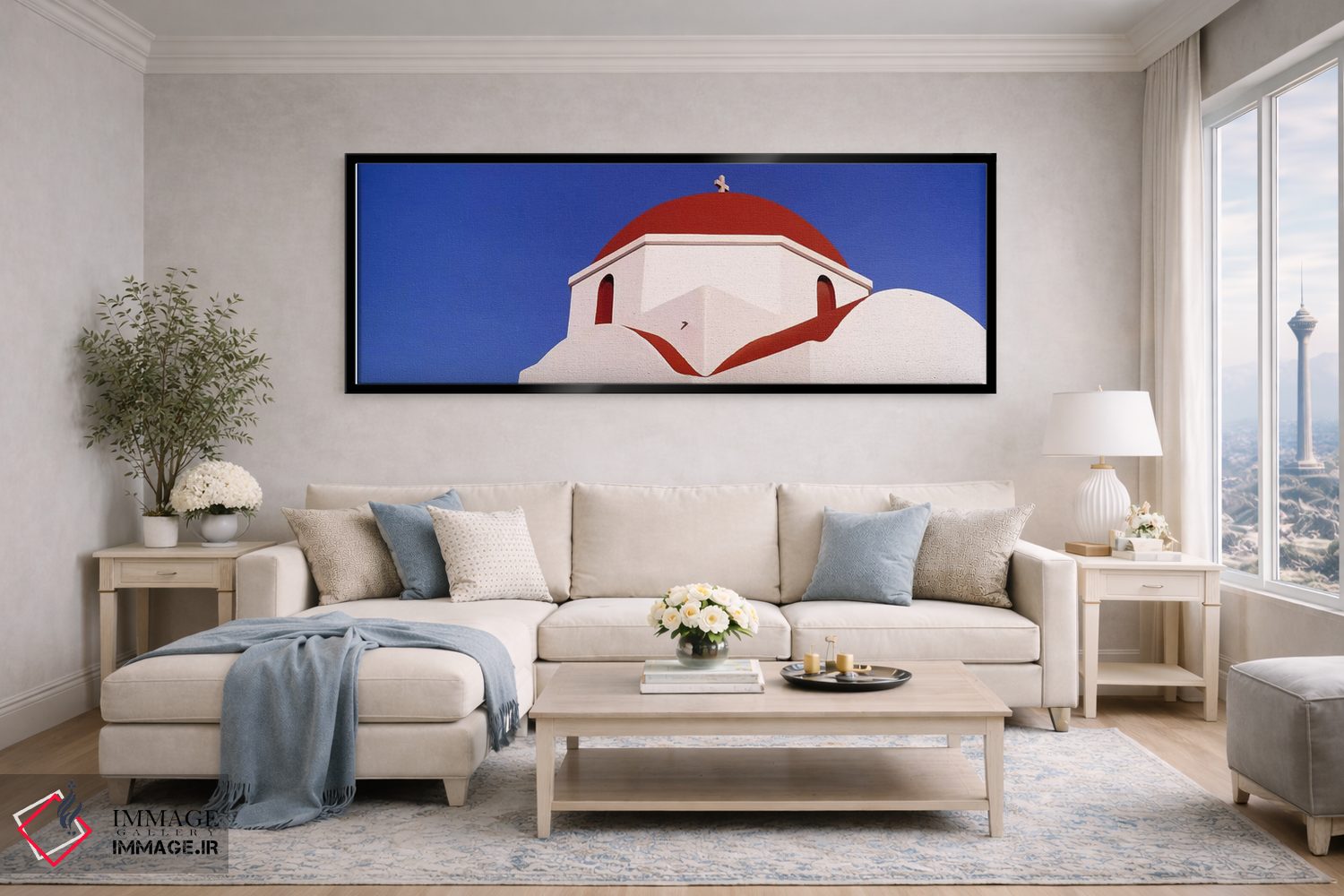 تابلو دکوراتیو Mykonos, Cyclades Islands, Greece,نمای زاویه پایین از ک… اثر پانورامیک ایمجز - D6B