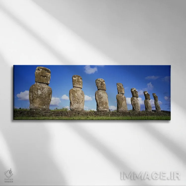 تابلو دکوراتیو Easter Islands, Chile #3,سرهای سنگی، جزایر ایستر، شیلی… اثر پانورامیک ایمجز - نمای روبهرو روی دیوار