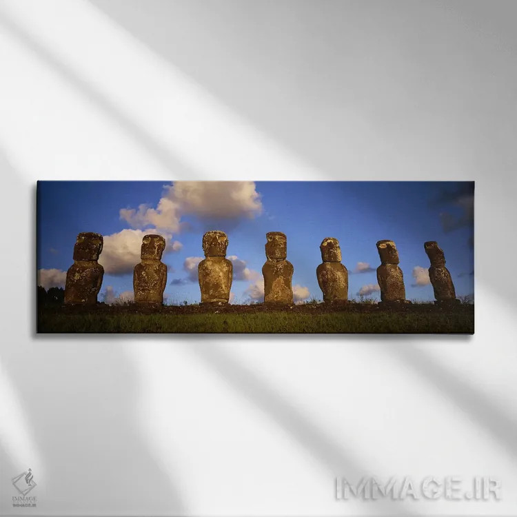 تابلو دکوراتیو Easter Islands, Chile #2,سرهای سنگی، جزایر ایستر، شیلی… اثر پانورامیک ایمجز - نمای روبهرو روی دیوار