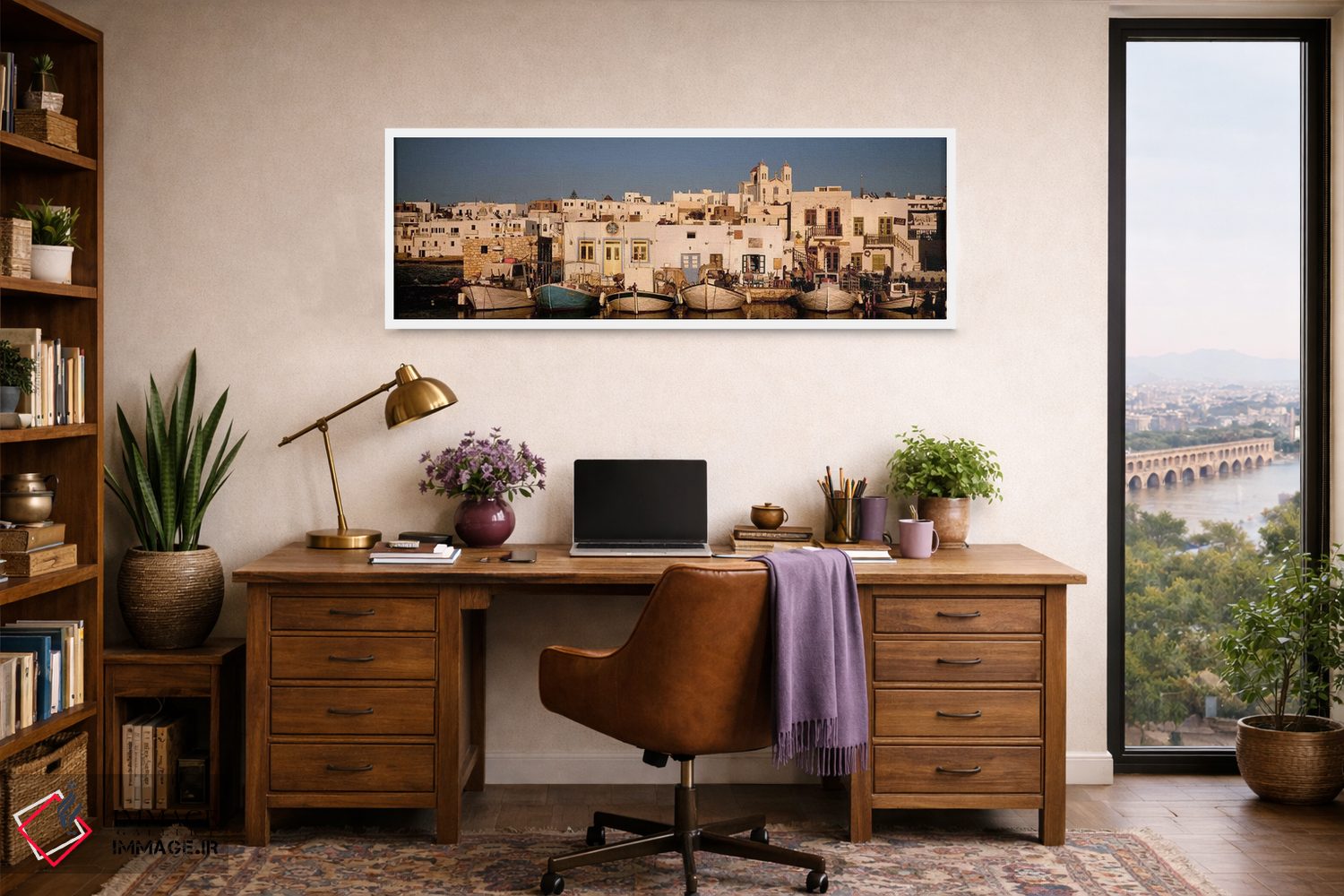 تابلو دکوراتیو Naousa Harbour, Paros, Cyclades, Greece,شناورها در اسکل… اثر پانورامیک ایمجز - D1W