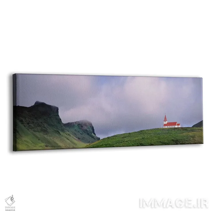 تابلو دکوراتیو Vik I Myrdal, Iceland,کلیسا در منظره، ویک ای میردال، ای… اثر پانورامیک ایمجز - نمای پرسپکتیو محصول
