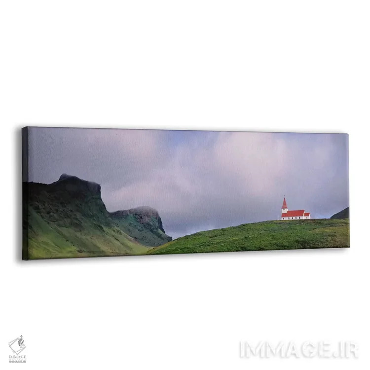 تابلو دکوراتیو Vik I Myrdal, Iceland,کلیسا در منظره، ویک ای میردال، ای… اثر پانورامیک ایمجز - نمای پرسپکتیو محصول