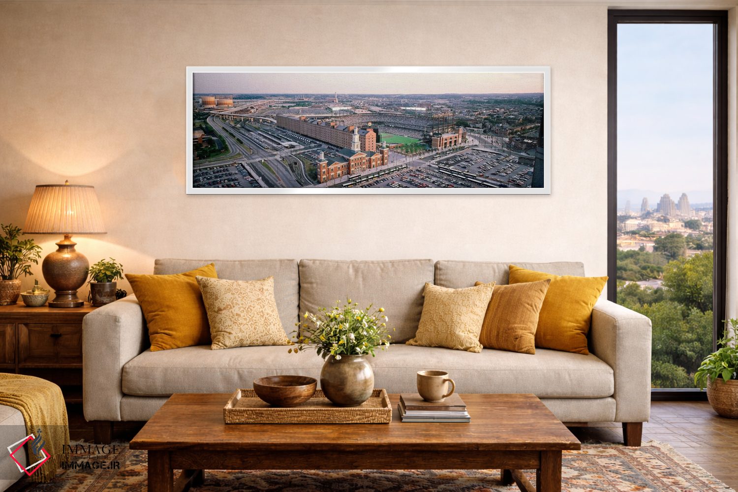 تابلو دکوراتیو Baltimore, Maryland, USA,نمای هوایی از زمین بیسبال، بال… اثر پانورامیک ایمجز - D4W